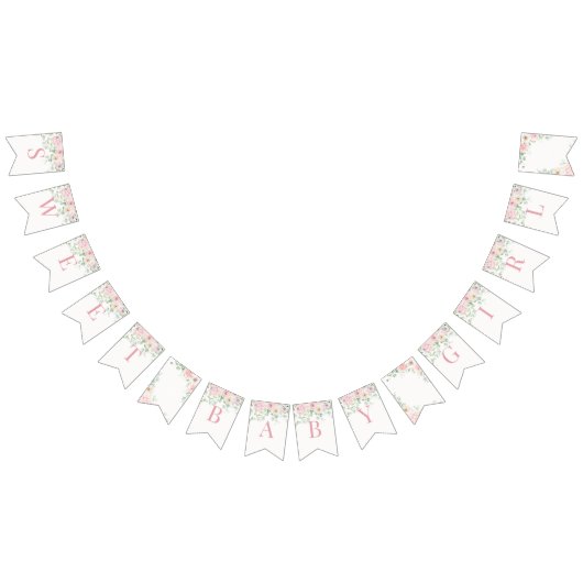 Roze Bloemen Baby in Bloom Hydrangea Baby shower Vlaggetjes (Alle)