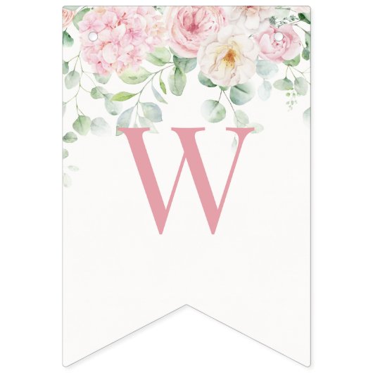 Roze Bloemen Baby in Bloom Hydrangea Baby shower Vlaggetjes (Tweede vlag)