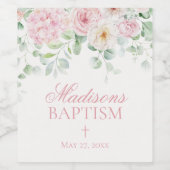 Roze Bloemen Baby in Bloom Hydrangea Baby shower Wijn Etiket (Enkel label)