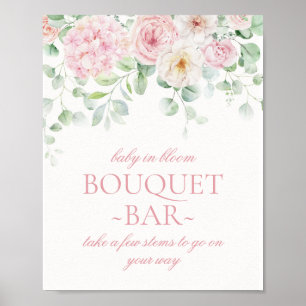 Roze Bloemen Baby in Bloom Hydrangea Boeket Bar Poster
