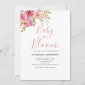 Roze Bloemen Baby in Bloom Shower Kaart (Voorkant)