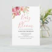 Roze Bloemen Baby in Bloom Shower Kaart (Staand voorkant)