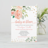 Roze Bloemen baby in Bloom Shower Kaart (Staand voorkant)