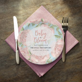 Roze Bloemen Baby Meisje Douche Papieren Bordje