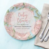 Roze Bloemen Baby Meisje Douche Papieren Bordje
