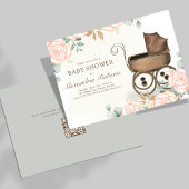 Roze Bloemen Baby Meisje Douche  Sjabloon Kaart
