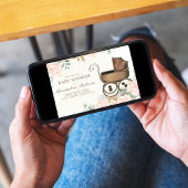 Roze Bloemen Baby Meisje Douche  Sjabloon Kaart