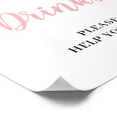 Roze Bloemen Baby Meisje Drink Baby shower Teken Poster (Hoek)