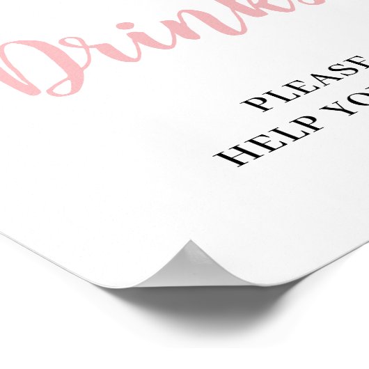 Roze Bloemen Baby Meisje Drink Baby shower Teken Poster (Hoek)