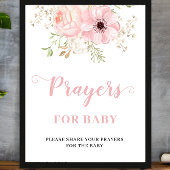 Roze Bloemen Baby Meisje Gebeden voor Baby shower Poster