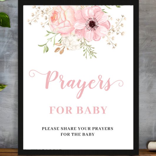 Roze Bloemen Baby Meisje Gebeden voor Baby shower  Poster