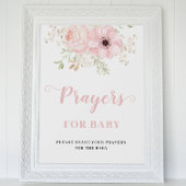 Roze Bloemen Baby Meisje Gebeden voor Baby shower  Poster
