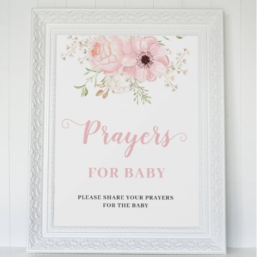 Roze Bloemen Baby Meisje Gebeden voor Baby shower  Poster