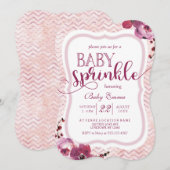Roze Bloemen Baby Meisje Sprinkle Douche Uitnodigi Kaart (Voorkant / Achterkant)