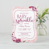 Roze Bloemen Baby Meisje Sprinkle Douche Uitnodigi Kaart (Staand voorkant)