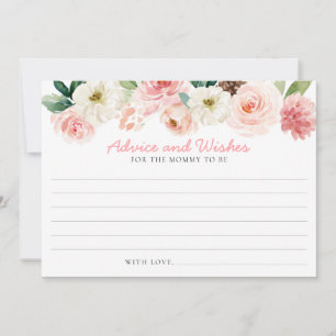 Roze Bloemen Baby shower Advies en Wensen Kaart