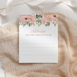 Roze Bloemen Baby shower Advies Kaart