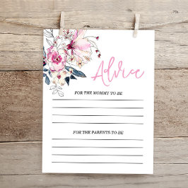 Roze Bloemen Baby shower Advies Kaart