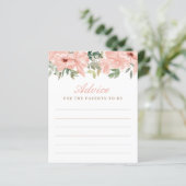 Roze Bloemen Baby shower Advies Kaart (Staand voorkant)