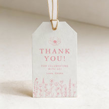 Roze Bloemen Baby Shower Bedankkaartje
