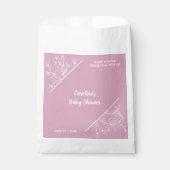 Roze Bloemen  Baby shower Bedankzakje (Voorkant)