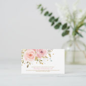 Roze Bloemen Baby shower Boek voor Baby Breng een  Informatiekaartje (Staand voorkant)