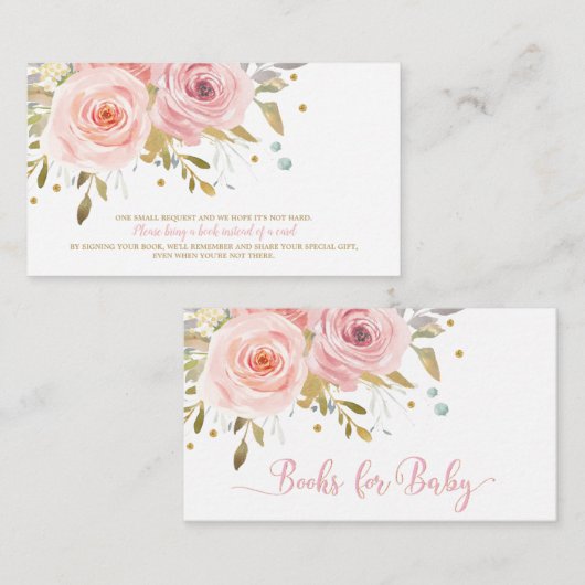 Roze Bloemen Baby shower Boek voor Baby Breng een  Informatiekaartje (Voorkant / Achterkant)