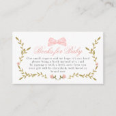 Roze Bloemen Baby shower Boeken voor Baby Display Informatiekaartje (Voorkant)