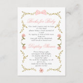 Roze Bloemen Baby shower Boeken voor Baby Display Informatiekaartje (Voorkant)