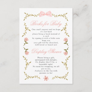 Roze Bloemen Baby shower Boeken voor Baby Display Informatiekaartje