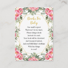 Roze bloemen Baby shower Boeken voor Baby Informatiekaartje