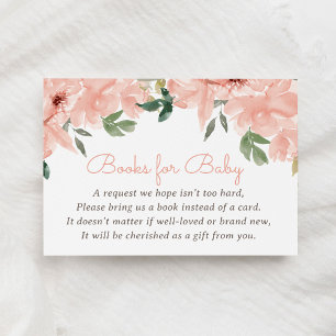 Roze Bloemen Baby shower Boeken voor Baby Informatiekaartje