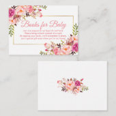 Roze Bloemen Baby shower Boeken voor Baby Kaart (Voorkant / Achterkant)