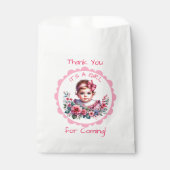 Roze Bloemen  Baby shower Dank u Bedankzakje (Voorkant)