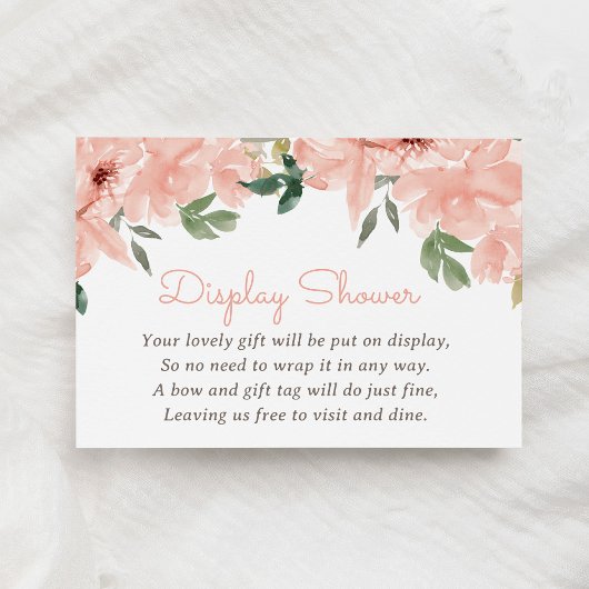 Roze Bloemen Baby shower Display Douche Informatiekaartje