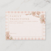 Roze Bloemen Baby shower Familie Tradities Activit Informatiekaartje (Voorkant)