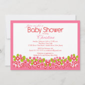 roze bloemen Baby shower Kaart (Voorkant)