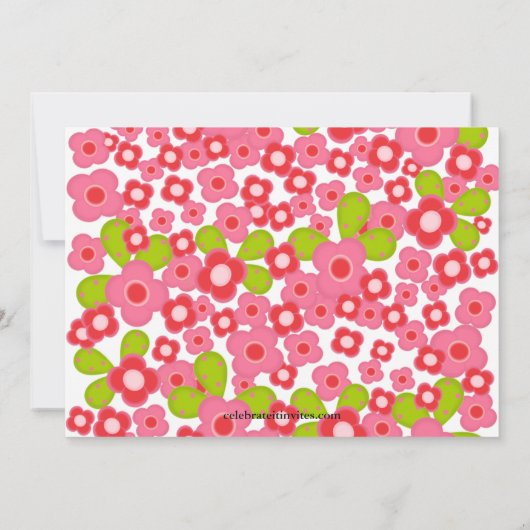  roze bloemen Baby shower Kaart (Achterkant)