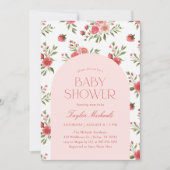  Roze Bloemen Baby shower Kaart (Voorkant)