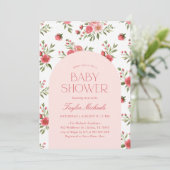  Roze Bloemen Baby shower Kaart (Staand voorkant)