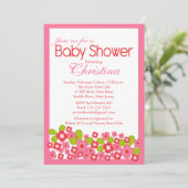 roze bloemen Baby shower Kaart (Staand voorkant)