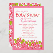 roze bloemen Baby shower Kaart (Voorkant / Achterkant)