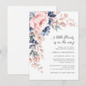 Roze Bloemen Baby shower Kaart (Voorkant / Achterkant)