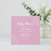 Roze Bloemen  Baby shower Kaart (Staand voorkant)