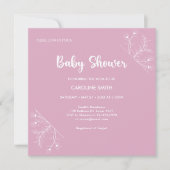 Roze Bloemen  Baby shower Kaart (Voorkant)