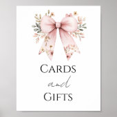 Roze Bloemen Baby shower Kaarten en Geschenken Par Poster (Voorkant)