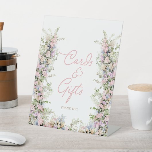 Roze bloemen baby shower Kaarten en geschenken Reclamebord Met Voetstuk (Insitu)