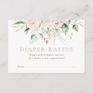 Roze bloemen baby shower luier raffle informatiekaartje