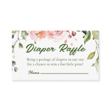 Roze Bloemen Baby shower Luier Raffle Kaart