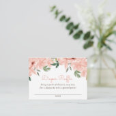 Roze Bloemen Baby shower Luier Raffle Ticket Informatiekaartje (Staand voorkant)